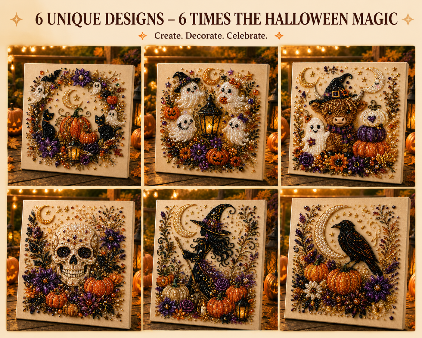 ๐ฅ Last Day 49% OFF โ ๐ปโจ Halloween Pearl Art DIY Kit โ Turn Tiny Pearls into Spooky-Cute Magic